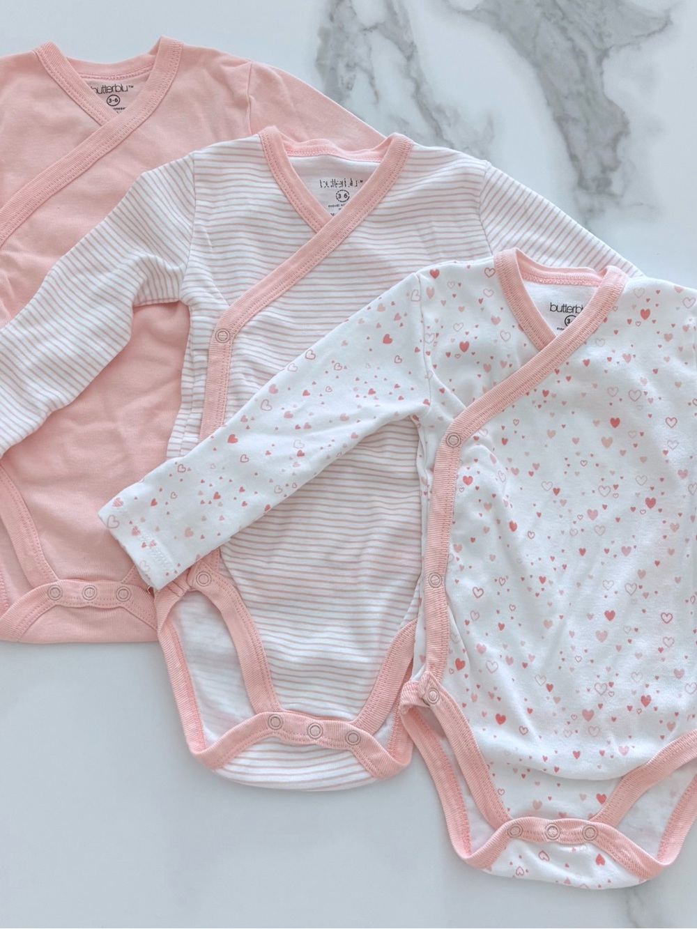 Butterblu Baby Pink Long-Sleeve One-Piece Bodysuit Set